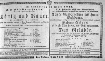 Theaterzettel (Oper und Burgtheater in Wien) 18410324 Seite: 1