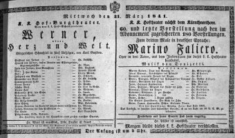 Theaterzettel (Oper und Burgtheater in Wien) 18410331 Seite: 1