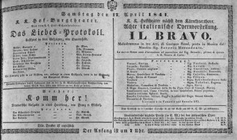 Theaterzettel (Oper und Burgtheater in Wien) 18410417 Seite: 1