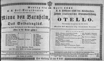 Theaterzettel (Oper und Burgtheater in Wien) 18410419 Seite: 1