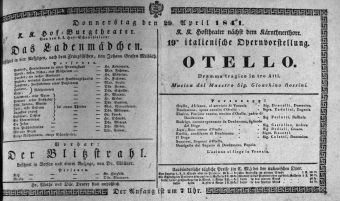 Theaterzettel (Oper und Burgtheater in Wien) 18410429 Seite: 1