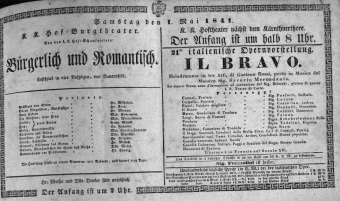 Theaterzettel (Oper und Burgtheater in Wien) 18410501 Seite: 1