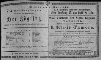 Theaterzettel (Oper und Burgtheater in Wien) 18410503 Seite: 1