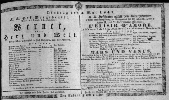 Theaterzettel (Oper und Burgtheater in Wien) 18410504 Seite: 1