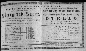 Theaterzettel (Oper und Burgtheater in Wien) 18410506 Seite: 1