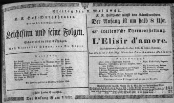 Theaterzettel (Oper und Burgtheater in Wien) 18410507 Seite: 1