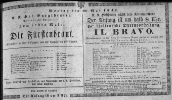 Theaterzettel (Oper und Burgtheater in Wien) 18410510 Seite: 1