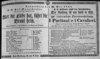 Theaterzettel (Oper und Burgtheater in Wien) 18410520 Seite: 1