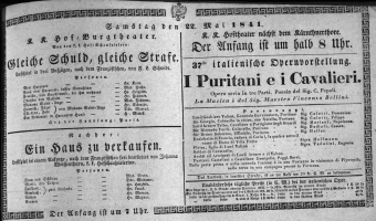 Theaterzettel (Oper und Burgtheater in Wien) 18410522 Seite: 1