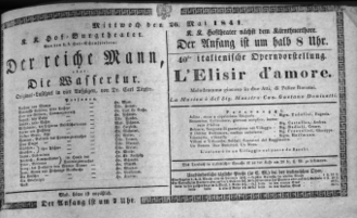 Theaterzettel (Oper und Burgtheater in Wien) 18410526 Seite: 1