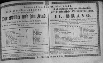 Theaterzettel (Oper und Burgtheater in Wien) 18410527 Seite: 1
