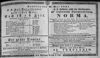 Theaterzettel (Oper und Burgtheater in Wien) 18410529 Seite: 1
