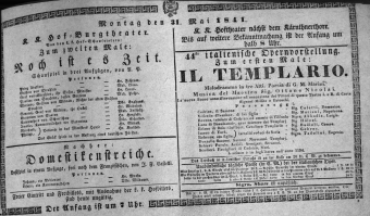 Theaterzettel (Oper und Burgtheater in Wien) 18410531 Seite: 1