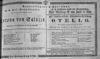 Theaterzettel (Oper und Burgtheater in Wien) 18410603 Seite: 1