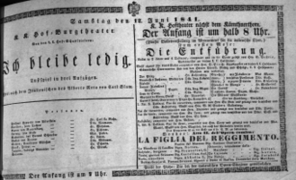 Theaterzettel (Oper und Burgtheater in Wien) 18410612 Seite: 1