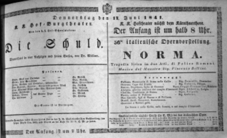 Theaterzettel (Oper und Burgtheater in Wien) 18410617 Seite: 1