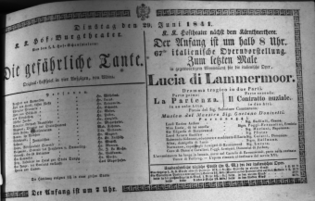 Theaterzettel (Oper und Burgtheater in Wien) 18410629 Seite: 1