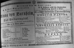 Theaterzettel (Oper und Burgtheater in Wien) 18410630 Seite: 1