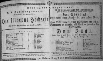 Theaterzettel (Oper und Burgtheater in Wien) 18410801 Seite: 1