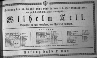 Theaterzettel (Oper und Burgtheater in Wien) 18410810 Seite: 1
