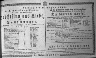 Theaterzettel (Oper und Burgtheater in Wien) 18410813 Seite: 1