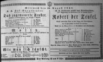 Theaterzettel (Oper und Burgtheater in Wien) 18410818 Seite: 1