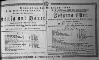 Theaterzettel (Oper und Burgtheater in Wien) 18410819 Seite: 1