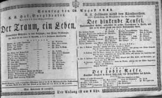 Theaterzettel (Oper und Burgtheater in Wien) 18410822 Seite: 1