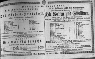Theaterzettel (Oper und Burgtheater in Wien) 18410823 Seite: 1
