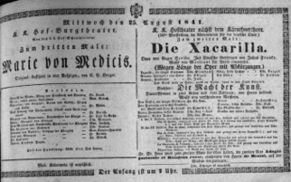 Theaterzettel (Oper und Burgtheater in Wien) 18410825 Seite: 1