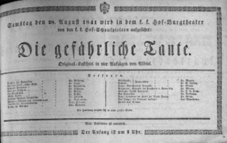 Theaterzettel (Oper und Burgtheater in Wien) 18410828 Seite: 1