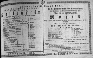 Theaterzettel (Oper und Burgtheater in Wien) 18410831 Seite: 1