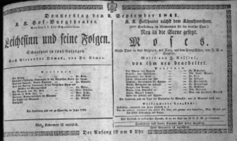 Theaterzettel (Oper und Burgtheater in Wien) 18410902 Seite: 1