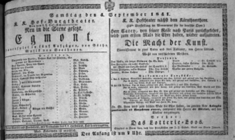 Theaterzettel (Oper und Burgtheater in Wien) 18410904 Seite: 1