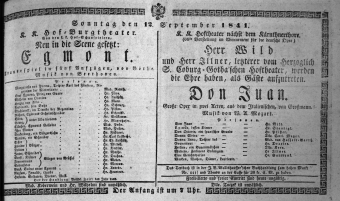 Theaterzettel (Oper und Burgtheater in Wien) 18410912 Seite: 1