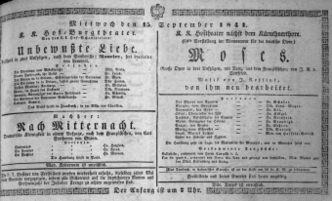 Theaterzettel (Oper und Burgtheater in Wien) 18410915 Seite: 1