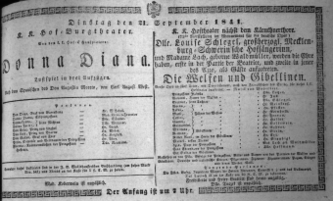 Theaterzettel (Oper und Burgtheater in Wien) 18410921 Seite: 1