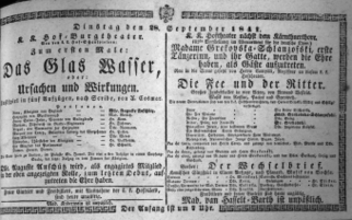 Theaterzettel (Oper und Burgtheater in Wien) 18410928 Seite: 1