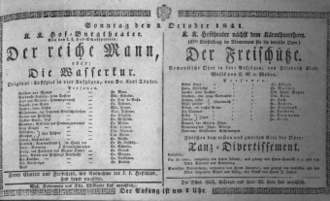 Theaterzettel (Oper und Burgtheater in Wien) 18411003 Seite: 1