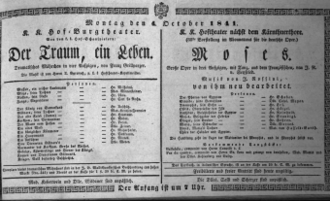 Theaterzettel (Oper und Burgtheater in Wien) 18411004 Seite: 1