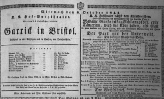 Theaterzettel (Oper und Burgtheater in Wien) 18411006 Seite: 1