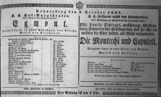 Theaterzettel (Oper und Burgtheater in Wien) 18411007 Seite: 1