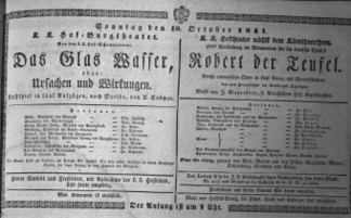 Theaterzettel (Oper und Burgtheater in Wien) 18411010 Seite: 1