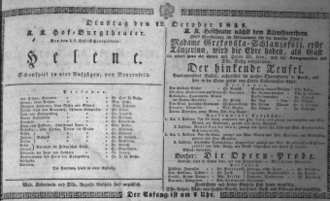 Theaterzettel (Oper und Burgtheater in Wien) 18411012 Seite: 1