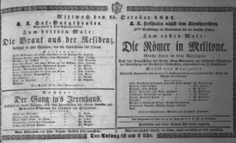Theaterzettel (Oper und Burgtheater in Wien) 18411013 Seite: 1