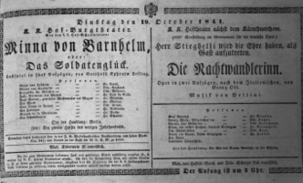 Theaterzettel (Oper und Burgtheater in Wien) 18411019 Seite: 1