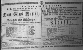 Theaterzettel (Oper und Burgtheater in Wien) 18411022 Seite: 1