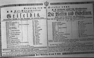 Theaterzettel (Oper und Burgtheater in Wien) 18411024 Seite: 1