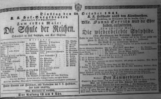 Theaterzettel (Oper und Burgtheater in Wien) 18411026 Seite: 1