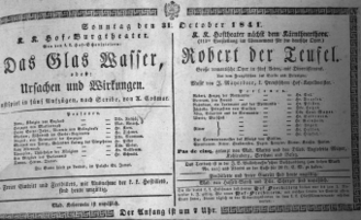 Theaterzettel (Oper und Burgtheater in Wien) 18411031 Seite: 1